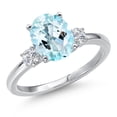 thumbnail image 1 of Gem Stone King 14K White Gold Sky Blue Topaz and White Lab Grown Diamond Engagement Ring for Women | 3.20 Cttw | Oval 10X8MM | Gemstone November Birthstone | Size 9, 1 of 6