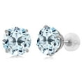 thumbnail image 1 of Gem Stone King 14K White Gold Sky Blue Topaz Women Stud Earrings (5.00 Cttw, Gemstone Birthstone, Round 8MM), 1 of 4