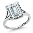 thumbnail image 1 of Gem Stone King 14K White Gold Solitaire Ring Set Emerald Cut Near Colorless 3.55cttw Moissanite, 1 of 6