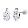 thumbnail image 1 of Gem Stone King 14K White Gold Stud Earrings Moissanite (1.81 Cttw), 1 of 3