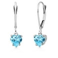 thumbnail image 1 of Gem Stone King 14K White Gold Swiss Blue Topaz Earrings for Women | 1.10 Cttw | Gemstone November Birthstone | Heart Shape 5MM, 1 of 6