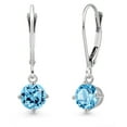 thumbnail image 1 of Gem Stone King 14K White Gold Swiss Blue Topaz Earrings for Women | 1.30 Cttw | Gemstone November Birthstone | Round 5MM, 1 of 6
