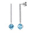 thumbnail image 1 of Gem Stone King 14K White Gold Swiss Blue Topaz and Lab Grown Diamond Dangle Earrings for Women | 2.76 Cttw | Gemstone November Birthstone | Round 6.5MM, 1 of 6