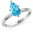 thumbnail image 1 of Gem Stone King 14K White Gold Swiss Blue Topaz Solitaire Engagement Ring for Women | 1.57 Cttw | Pear Shape 9X6MM | Gemstone November Birthstone | Size 7, 1 of 6