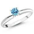 thumbnail image 1 of Gem Stone King 14K White Gold Swiss Blue Topaz Solitaire Engagement Ring for Women (0.36 Cttw, Round 4MM, Gemstone November Birthstone, Size 5), 1 of 5