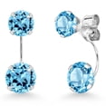 thumbnail image 1 of Gem Stone King 14K White Gold Swiss Blue Topaz Stud Earrings for Women | 3.30 Cttw | Gemstone November Birthstone | Round 6MM, 1 of 6