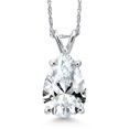thumbnail image 1 of Gem Stone King 14K White Gold White Created Sapphire Pendant Necklace for Women | 3.49 Cttw | Gemstone September Birthstone | Pear Shape 12X8MM | With 18 inch Chain, 1 of 6