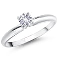 thumbnail image 1 of Gem Stone King 14K White Gold White Created Sapphire Solitaire Engagement Ring for Women (0.25 Cttw, Round 4MM, Gemstone September Birthstone, Size 5), 1 of 5