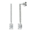 thumbnail image 1 of Gem Stone King 14K White Gold White Lab Grown Diamond Long Liner Dangle Earrings for Women | 1.66 Cttw | Gemstone April Birthstone | Emerald Cut 6X4MM | White Gold Chain Drop Earrings, 1 of 6