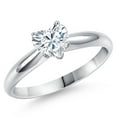 thumbnail image 1 of Gem Stone King 14K White Gold White Moissanite Solitaire Engagement Ring for Women | 1.08 Cttw | Heart Shape 6.5MM | Gemstone Birthstone | Size 9, 1 of 7