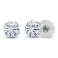 thumbnail image 1 of Gem Stone King 14K White Gold White Moissanite Stud Earrings for Women Men | 1.00 Cttw | Round 5MM | Gold Earrings for Women Men, 1 of 4