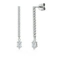 thumbnail image 1 of Gem Stone King 14K White Gold White Moissanite and White Lab Grown Diamond Long Liner Dangle Earrings for Women | 0.82 Cttw | Gemstone Birthstone | Marquise 6X3MM | White Gold Chain Drop Earrings, 1 of 6