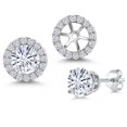 thumbnail image 1 of Gem Stone King 14K White Gold White Moissanite and White Lab Grown Diamond Removable Earrings Jackets for Women | 2.08 Cttw | Gemstone Birthstone | Round 6MM, 1 of 6