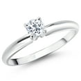 thumbnail image 1 of Gem Stone King 14K White Gold White Topaz Solitaire Engagement Ring for Women (0.33 Cttw, Round 4MM, Gemstone November Birthstone, Size 9), 1 of 5