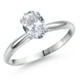 thumbnail image 1 of Gem Stone King 14K White Gold White Topaz Solitaire Engagement Ring for Women | 1.00 Cttw | Oval 7X5MM | Gemstone November Birthstone | Size 7, 1 of 6
