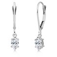 thumbnail image 1 of Gem Stone King 14K White Gold White Zirconia Earrings for Women | 0.48 Cttw | Gemstone Birthstone | Marquise 6X3MM, 1 of 6
