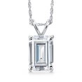 thumbnail image 1 of Gem Stone King 14K White Gold White Zirconia Pendant Necklace for Women | 4.02 Cttw | Gemstone Birthstone | Octagon 9X7MM | With 18 inch Chain, 1 of 6