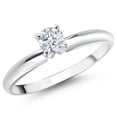 thumbnail image 1 of Gem Stone King 14K White Gold White Zirconia Solitaire Engagement Ring for Women (0.25 Cttw, Round 4MM, Gemstone Birthstone, Size 7), 1 of 5