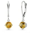 thumbnail image 1 of Gem Stone King 14K White Gold Yellow Citrine Earrings for Women | 0.90 Cttw | Gemstone November Birthstone | Round 5MM, 1 of 6