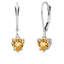 Gem Stone King 14K White Gold Yellow Citrine Earrings for Women | 0.92 Cttw | Gemstone November Birthstone | Heart Shape 5MM