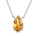 thumbnail image 1 of Gem Stone King 14K White Gold Yellow Citrine Pendant Necklace for Women | 1.07 Cttw | Gemstone November Birthstone | Pear Shape 9X6MM | With 18 inch Chain, 1 of 6