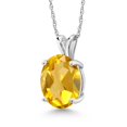 thumbnail image 1 of Gem Stone King 14K White Gold Yellow Citrine Pendant Necklace for Women (3.20 Cttw, Gemstone November Birthstone, Oval 11X9MM, With 18 inch Chain), 1 of 4