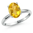 thumbnail image 1 of Gem Stone King 14K White Gold Yellow Citrine Solitaire Engagement Ring for Women | 1.50 Cttw | Oval 9X7MM | Gemstone November Birthstone | Size 7, 1 of 6