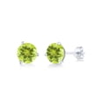 thumbnail image 1 of Gem Stone King 14K White Gold Yellow Lemon Quartz Stud Earrings For Women (3.70 Cttw, Gemstone Birthstone, Round 8MM), 1 of 6