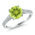 thumbnail image 1 of Gem Stone King 14K White Gold Yellow Lemon Quartz and White Lab Grown Diamond Engagement Ring for Women | 2.11 Cttw | Round 8MM | Gemstone Birthstone | Size 5, 1 of 6