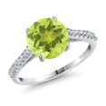 thumbnail image 1 of Gem Stone King 14K White Gold Yellow Lemon Quartz and White Lab Grown Diamond Engagement Ring for Women | 2.86 Cttw | Round 9MM | Gemstone Birthstone | Size 7, 1 of 6