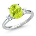 thumbnail image 1 of Gem Stone King 14K White Gold Yellow Lemon Quartz and White Moissanite Engagement Ring for Women | 2.20 Cttw | Oval 10X8MM | Gemstone Birthstone | Size 9, 1 of 6