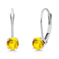 thumbnail image 1 of Gem Stone King 14K White Gold Yellow Sapphire Earrings for Women | 0.32 Cttw | Gemstone September Birthstone | Round 3.5MM, 1 of 6