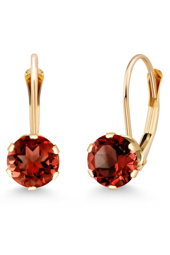 14K Yellow Gold 6MM Round Birthstone Gemstone Leverback Dangle Earrings for Women