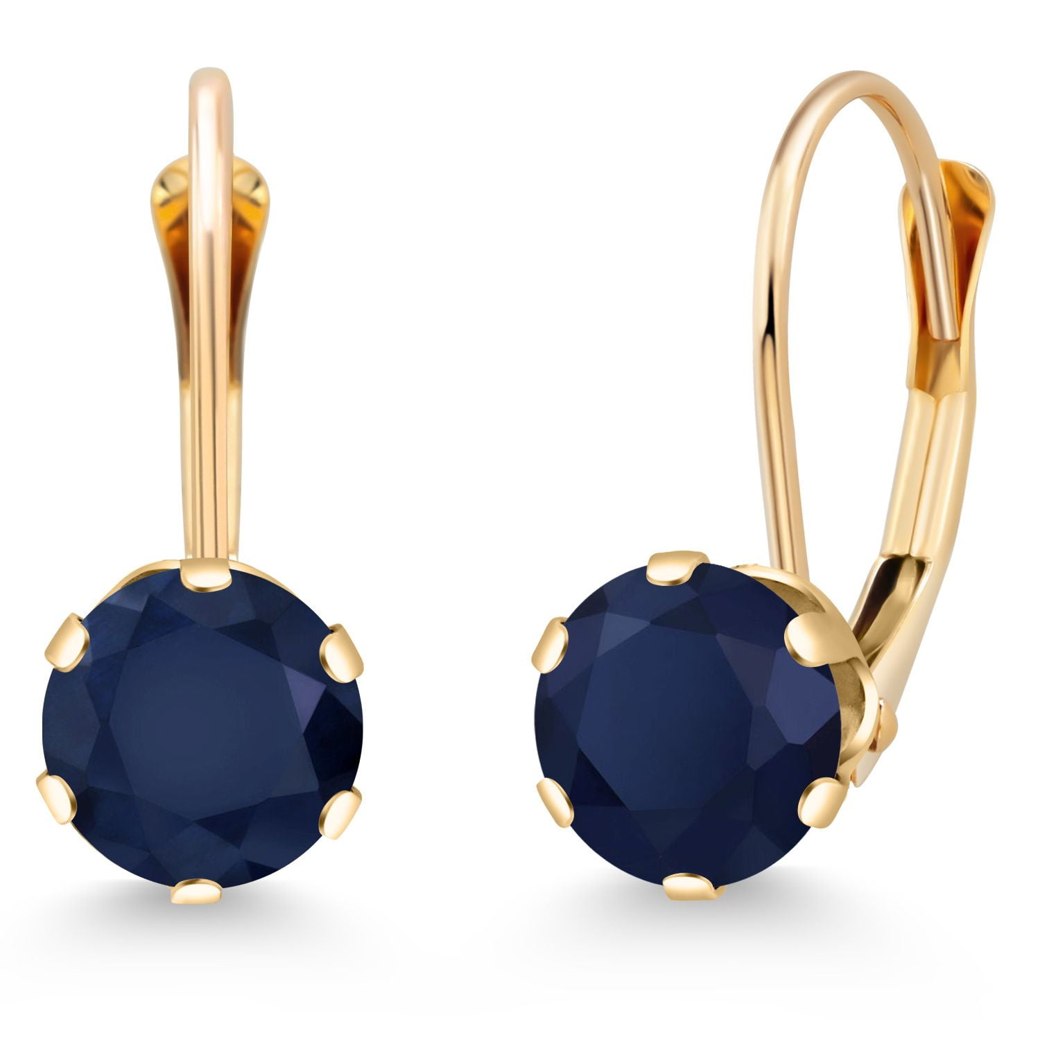 Gem Stone King 14K Yellow Gold 6MM Round Birthstone Gemstone Leverback Dangle Earrings for Women