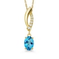 thumbnail image 1 of Gem Stone King 14K Yellow Gold American Blue Mystic Topaz and Lab Grown Diamond Pendant Necklace for Women | 1.03 Cttw | Gemstone November Birthstone | Oval 7X5MM | With 18 inch Chain, 1 of 6