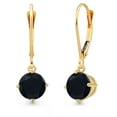 thumbnail image 1 of Gem Stone King 14K Yellow Gold Black Onyx Earrings for Women | 1.60 Cttw | Gemstone December Birthstone | Round 6MM, 1 of 6