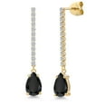 thumbnail image 1 of Gem Stone King 14K Yellow Gold Black Onyx and Lab Grown Diamond Dangle Earrings for Women | 2.92 Cttw | Gemstone December Birthstone | Pear Shape 9X6MM, 1 of 6