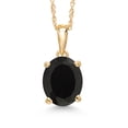 thumbnail image 1 of Gem Stone King 14K Yellow Gold Black Onyx Pendant Necklace | 2.00 Cttw | Gemstone December Birthstone | Oval 9X7MM | Gold Necklace for Women | With 18 inch Gold Chain, 1 of 6