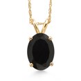 thumbnail image 1 of Gem Stone King 14K Yellow Gold Black Onyx Pendant Necklace for Women | 2.00 Cttw | Gemstone December Birthstone | Oval 9X7MM | With 18 inch Chain, 1 of 6