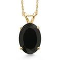 thumbnail image 1 of Gem Stone King 14K Yellow Gold Black Onyx Pendant Necklace for Women | 2.50 Cttw | Gemstone December Birthstone | Oval 10X8MM | With 18 inch Chain, 1 of 6