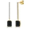 thumbnail image 1 of Gem Stone King 14K Yellow Gold Black Onyx and Lab Grown Diamond Dangle Earrings for Women | 3.63 Cttw | Gemstone December Birthstone | Octagon 8X6MM, 1 of 6