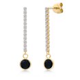 thumbnail image 1 of Gem Stone King 14K Yellow Gold Black Onyx and Lab Grown Diamond Earrings for Women | 1.96 Cttw | Gemstone December Birthstone | Round 6MM, 1 of 6