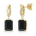 thumbnail image 1 of Gem Stone King 14K Yellow Gold Black Onyx and Lab Grown Diamond Earrings for Women | 4.25 Cttw | Gemstone December Birthstone | Octagon 9X7MM, 1 of 6