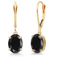 thumbnail image 1 of Gem Stone King 14K Yellow Gold Black Sapphire Earrings for Women | 5.00 Cttw | Gemstone September Birthstone | Oval 9X7MM, 1 of 6
