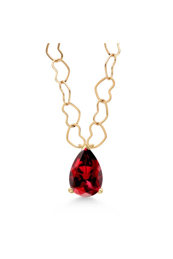 14K Yellow Gold Blazing Red Topaz Necklace for Women | 1.00 Cttw | Gemstone November Birthstone | Pear Shape 8X5MM | With 18 inch Chain