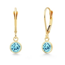 Gem Stone King 14K Yellow Gold Blue Apatite Earrings for Women | 1.64 Cttw | Gemstone Birthstone | Round 6MM