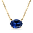 thumbnail image 1 of Gem Stone King 14K Yellow Gold Blue Created Sapphire Pendant Necklace for Women | 2.30 Cttw | Gemstone September Birthstone | Oval 9X7MM | With 18 inch Chain, 1 of 6