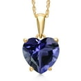 thumbnail image 1 of Gem Stone King 14K Yellow Gold Blue Iolite Pendant Necklace for Women | 1.25 Cttw | Gemstone Birthstone | Heart Shape 8MM | With 18 inch Chain, 1 of 6