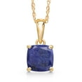 thumbnail image 1 of Gem Stone King 14K Yellow Gold Blue Lapis Pendant Necklace | 1.00 Cttw | Gemstone Birthstone | Cushion 6MM | Gold Necklace for Women | With 18 inch Gold Chain, 1 of 6