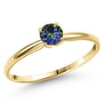 thumbnail image 1 of Gem Stone King 14K Yellow Gold Blue Mystic Topaz Engagement Ring for Women | 0.50 Cttw | Round 5MM | Gemstone November Birthstone | Size 5, 1 of 6